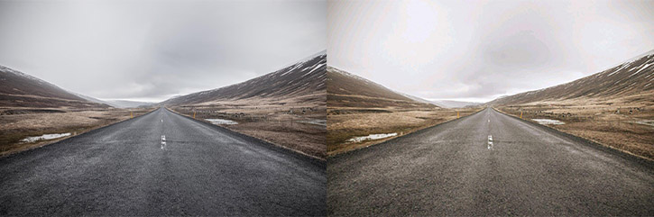 tint example, tint removed example, road, highway