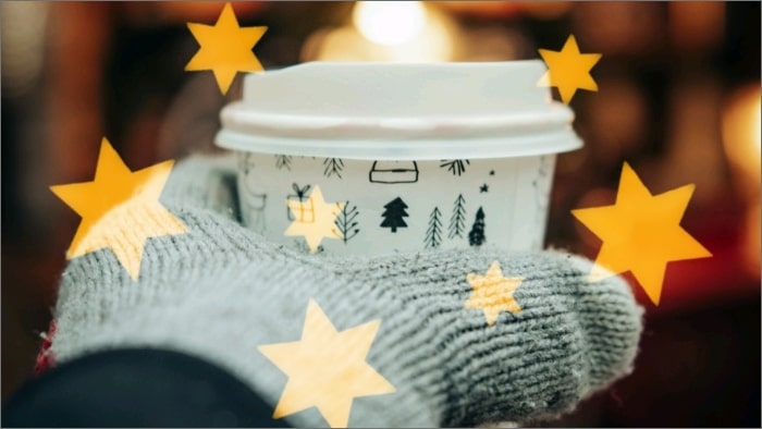 christmas, coffee mug, coffee, star graphics, overlay, LightX App