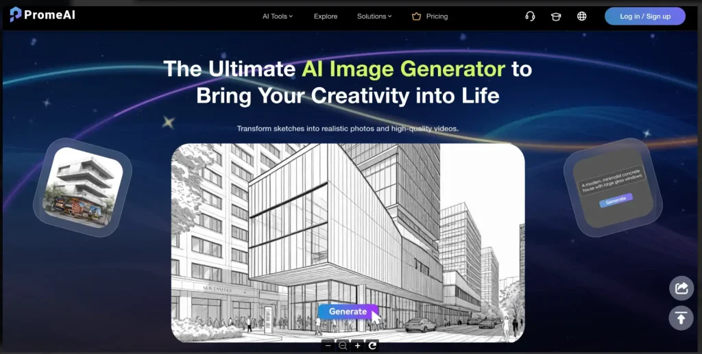 Screenshot of PromeAI AI image generator page