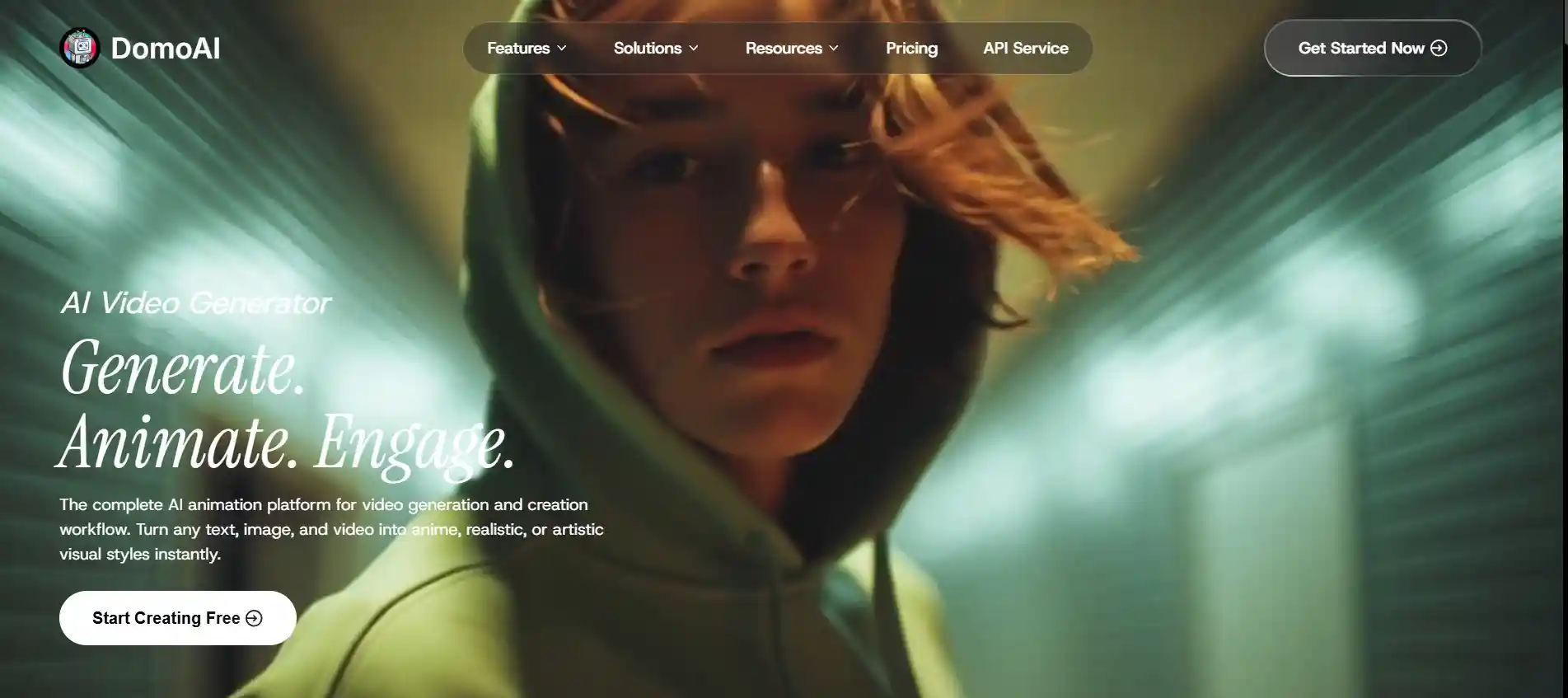 A homepage of DomoAI