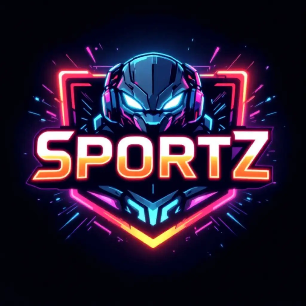 AI-generated gaming logos with neon glow and futuristic look”