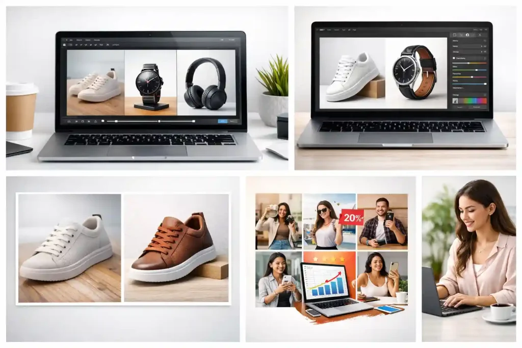 Collage of product presentation