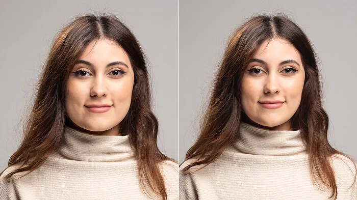 Portrait showing defined jawline with subtle shadows and natural texture.