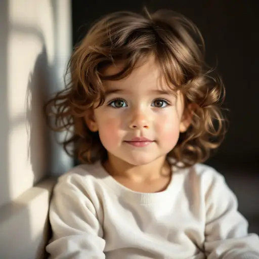 Natural candid portrait of a child with soft window light.