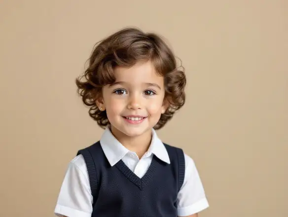 Classic school photo portrait of a child with clean background.