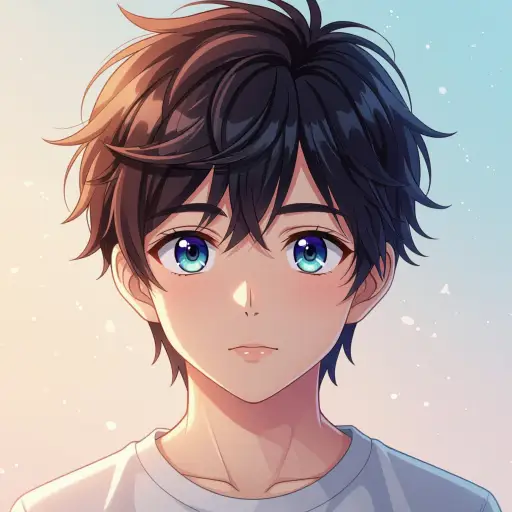 Ultra-detailed anime boy portrait with pastel background.