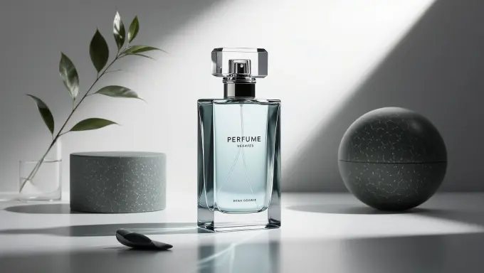 Perfume bottle styled in a single-color setup