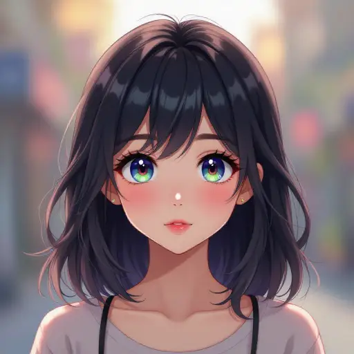 High-quality anime girl portrait with colorful background