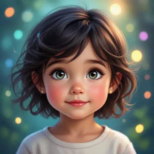Whimsical fantasy portrait of a child with glowing magical background.