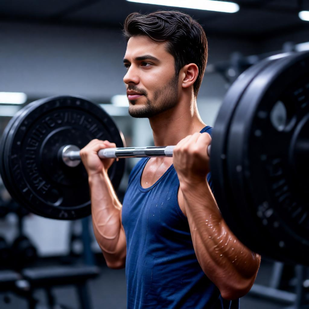 An athlete performing a powerful deadlift in the gym.
