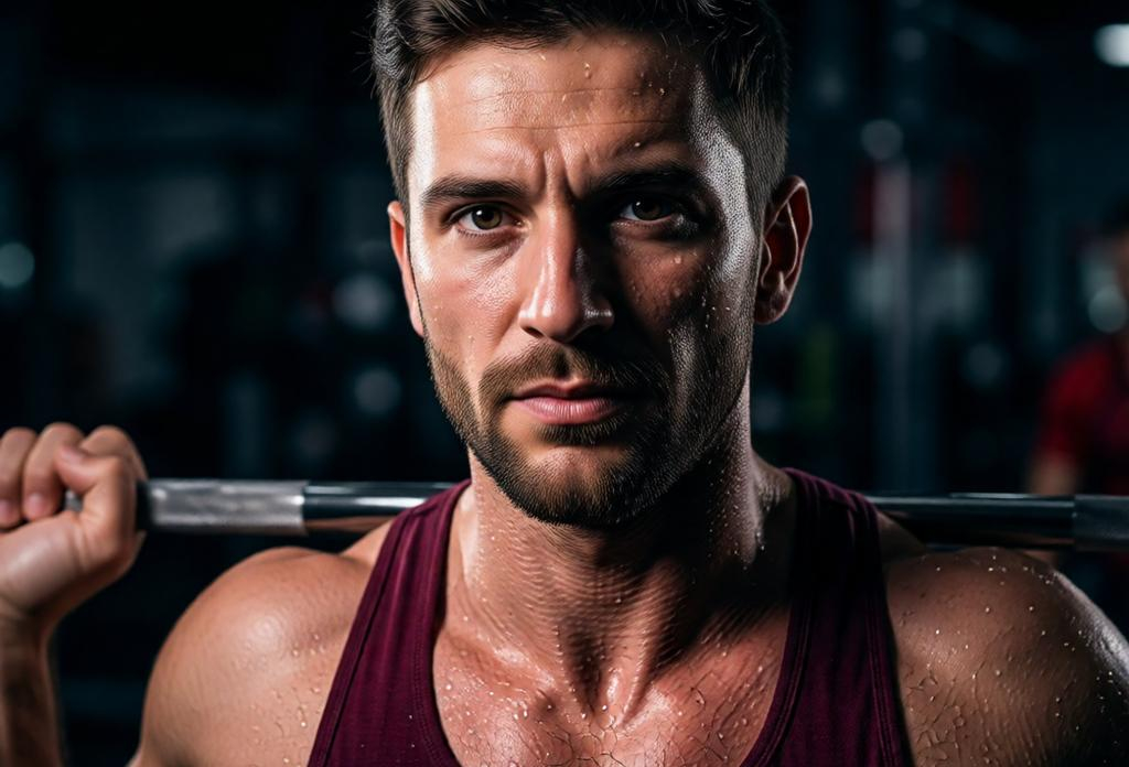 Close-up of an athlete during an intense lift.