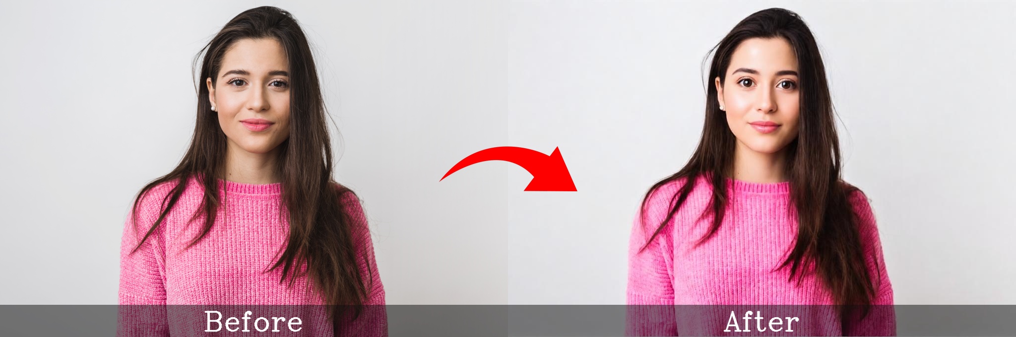 Before-and-after image of a girl showing wider eyes in the after photo.