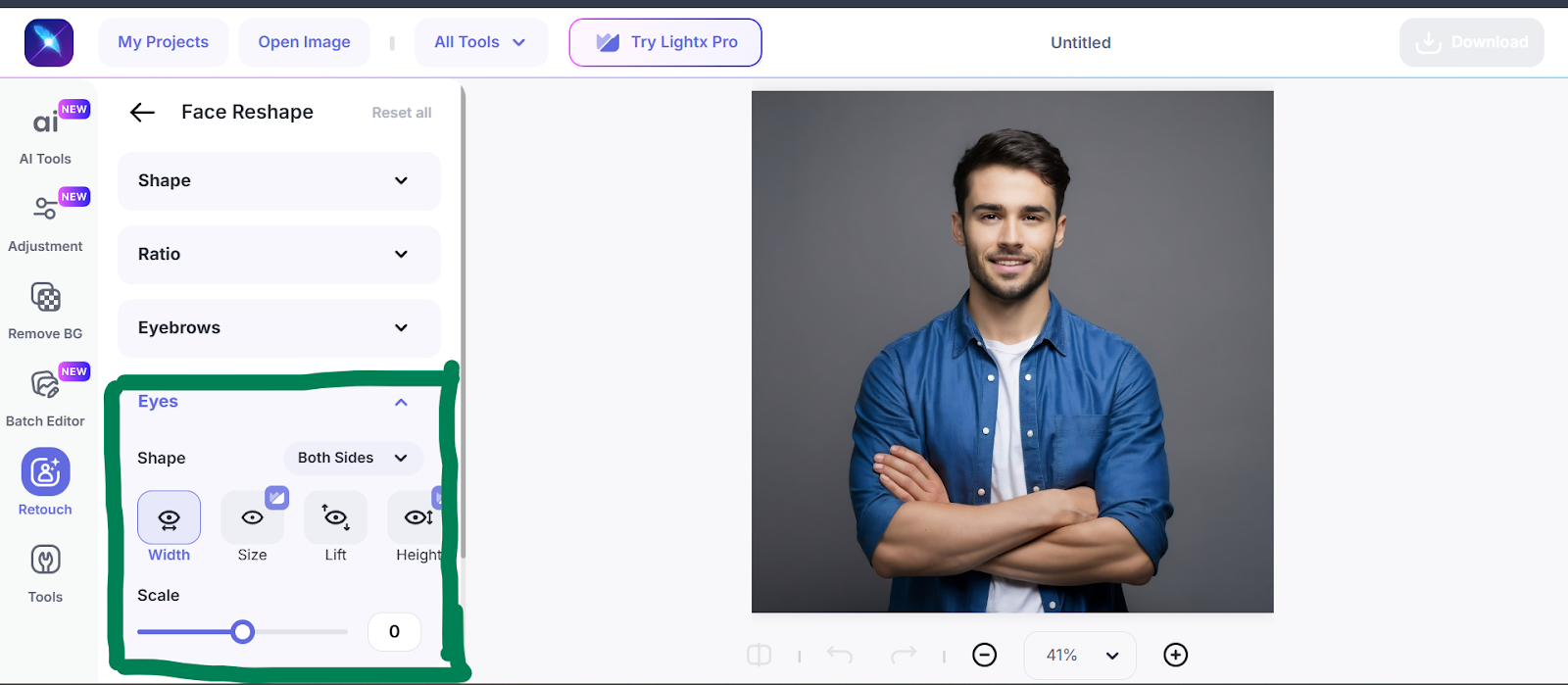 website view, the eyes part is highlighted & explained with boys image on the left.