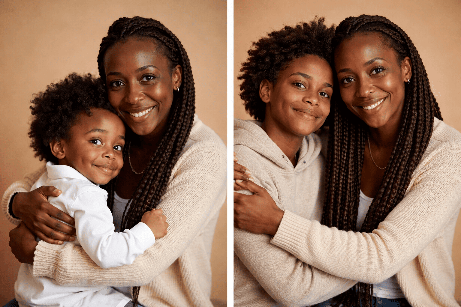 A dual timeline image showing the emotional growth of a mother & son.