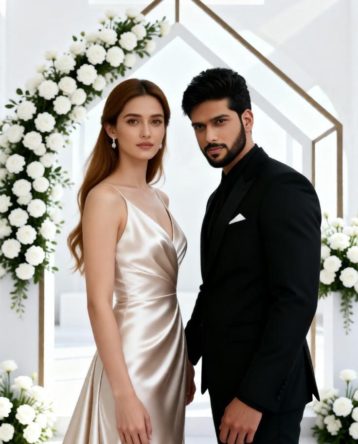 men & women standing together in their modern minimalist wedding ceremony. 