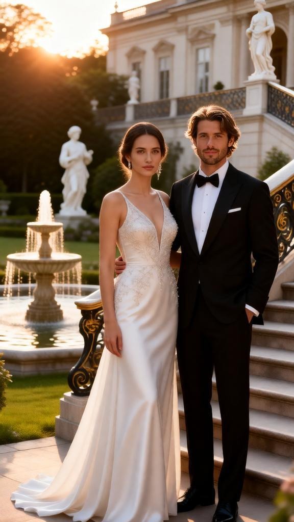 luxury pre-wedding photoshoot in the palace garden of a couple.