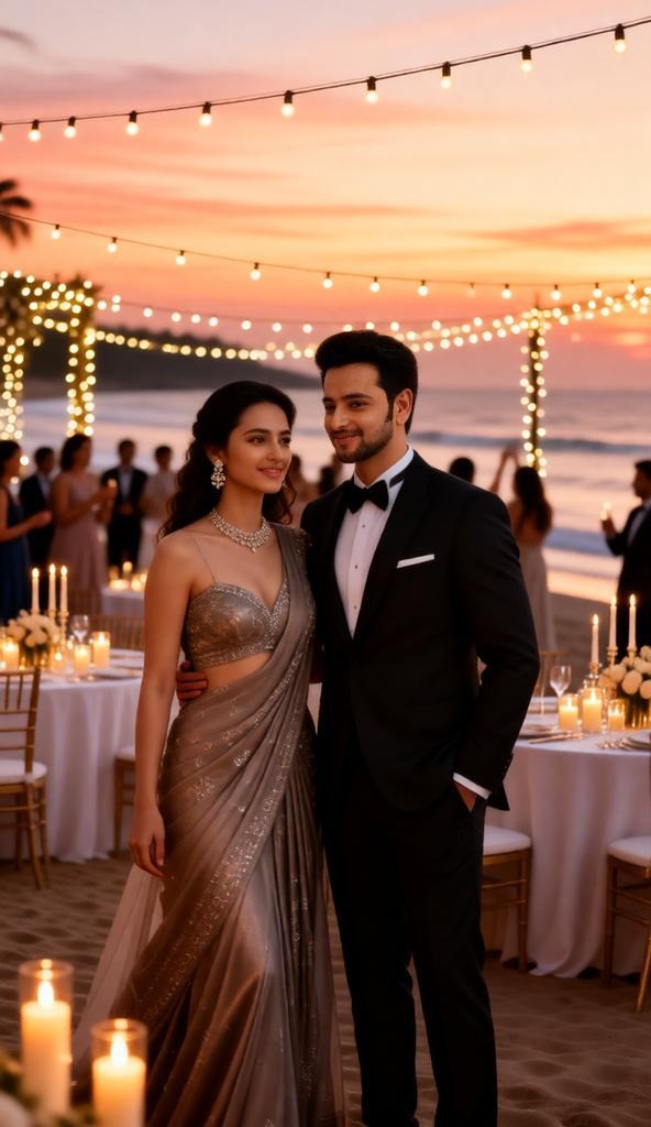 luxury beach wedding reception of a couple. 