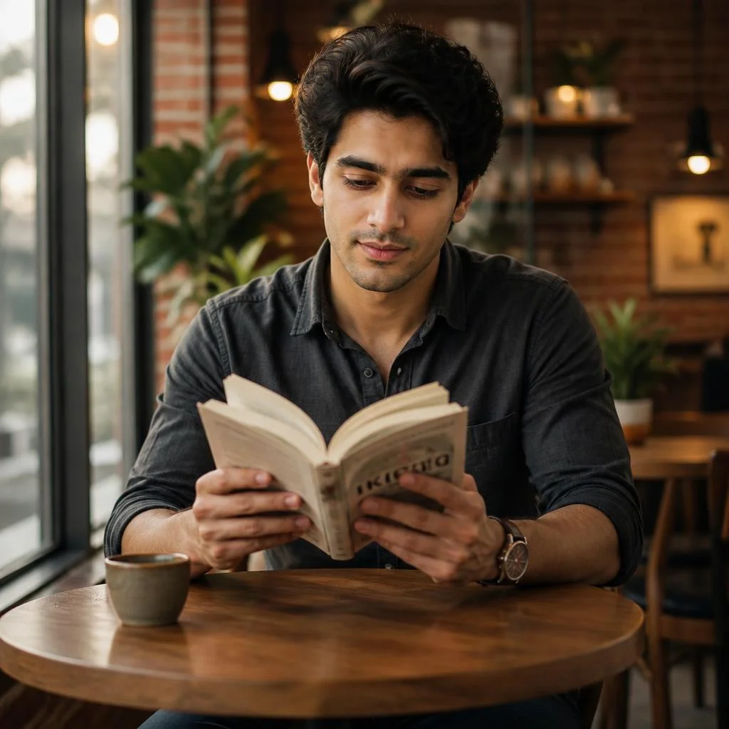 Café Reading — Dark Shirt