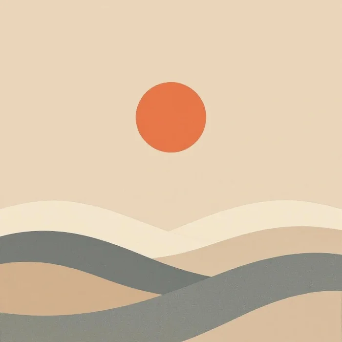 Simple sun and horizon minimal design.