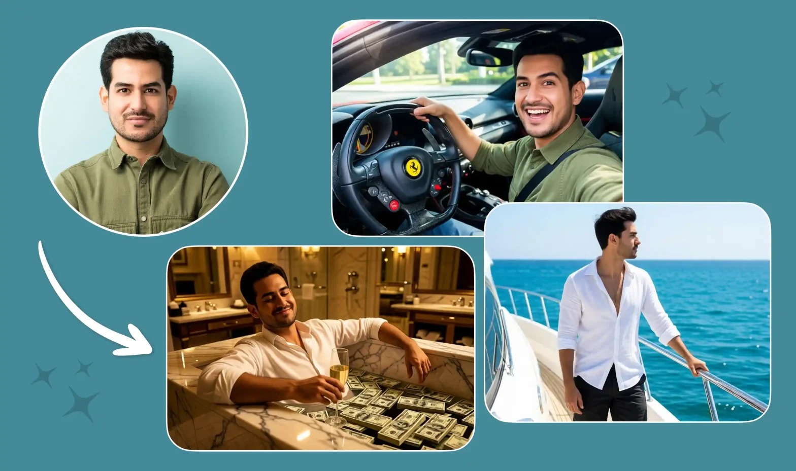 before and after generated images of boys from prompts