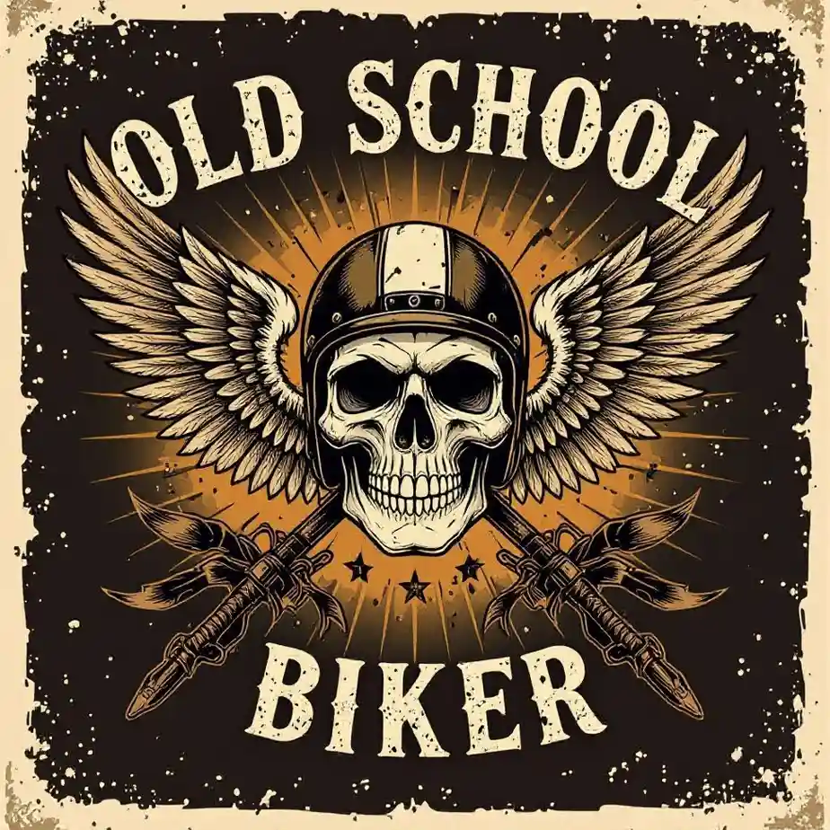 Skull biker with wings vintage t-shirt graphic.