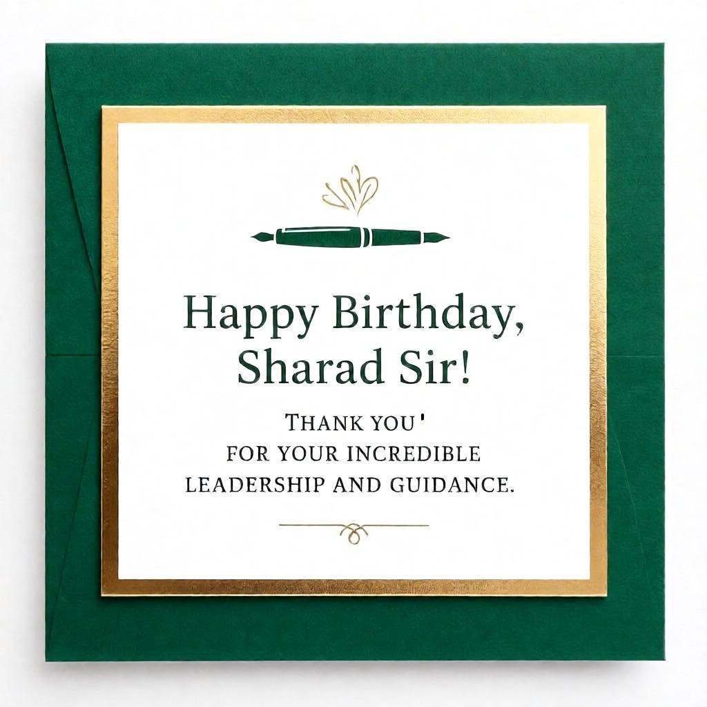 Professional mentor card with Emerald green cardstock and pen. 