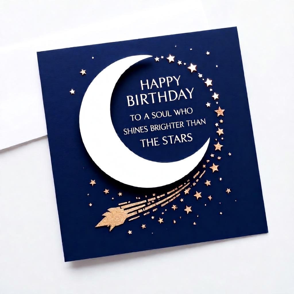 an inspirational birthday card of navy blue color with moon & sky in the background. 