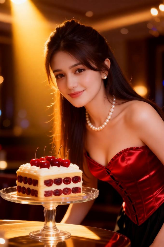 A woman is celebrating her birthday with cake in a luxury lounge.