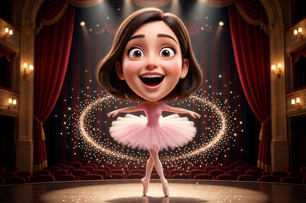 Female dancer spinning on stage in a ballet outfit.