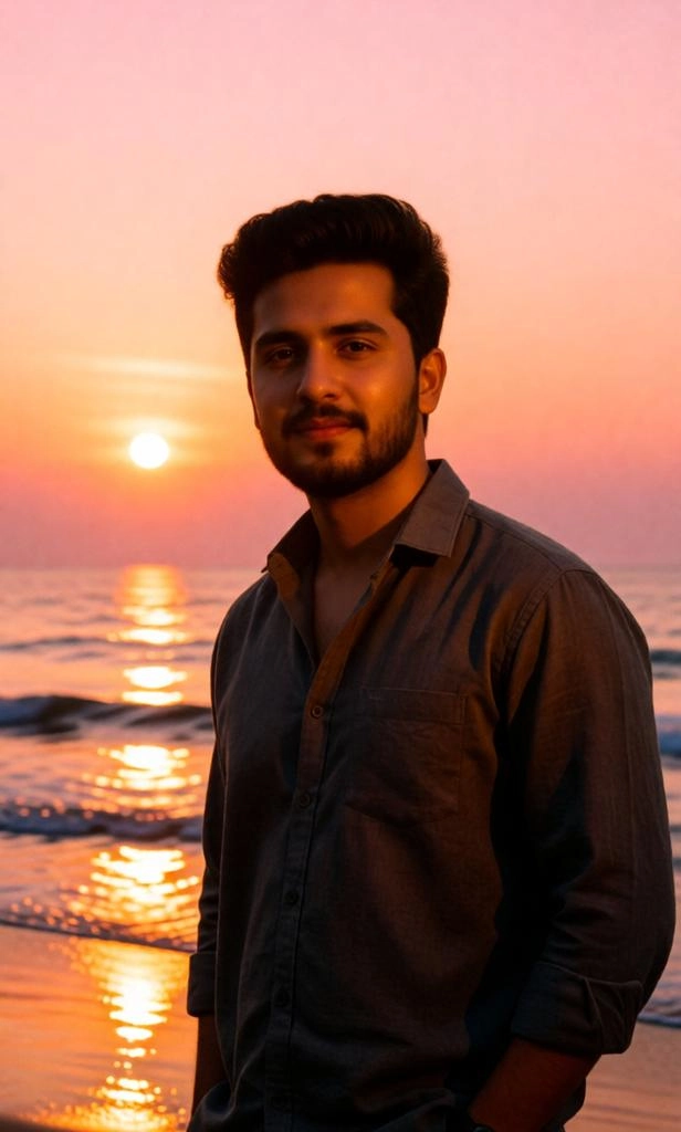 Dreamy sunset beach edit with pastel sky and cinematic lighting