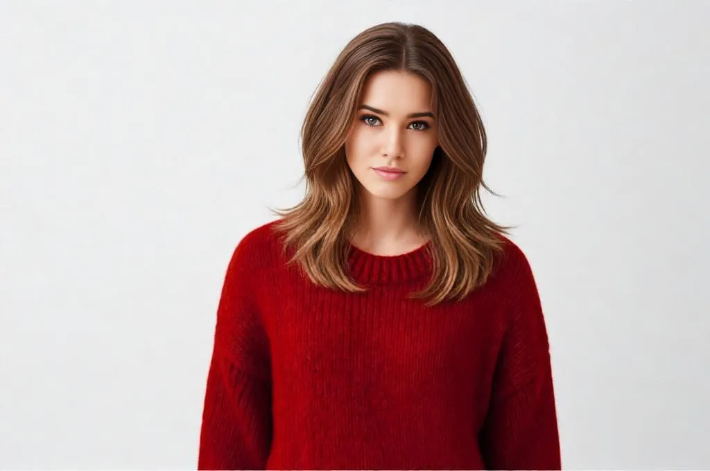 Person with shoulder-length layers, outward bent ends