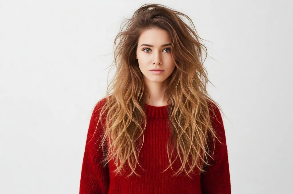 Person with messy textured waves, slight frizz