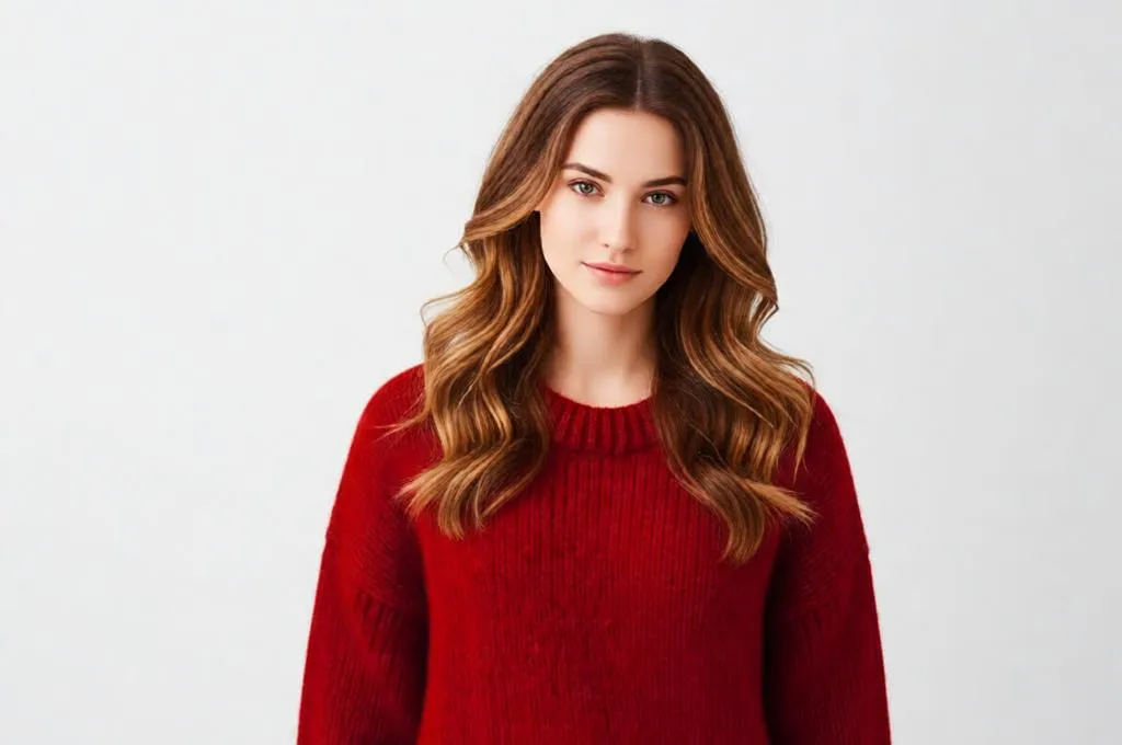 Person with same hairstyle, warm brown with highlights