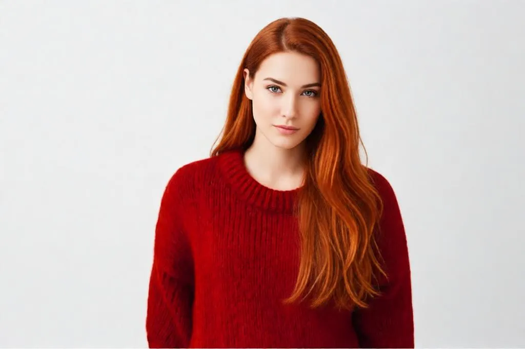 Person with same hairstyle, copper red tone
