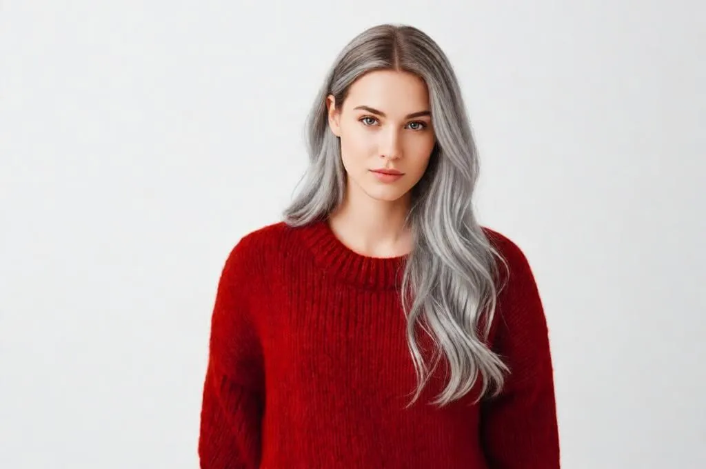 Person with same hairstyle, ash grey tone