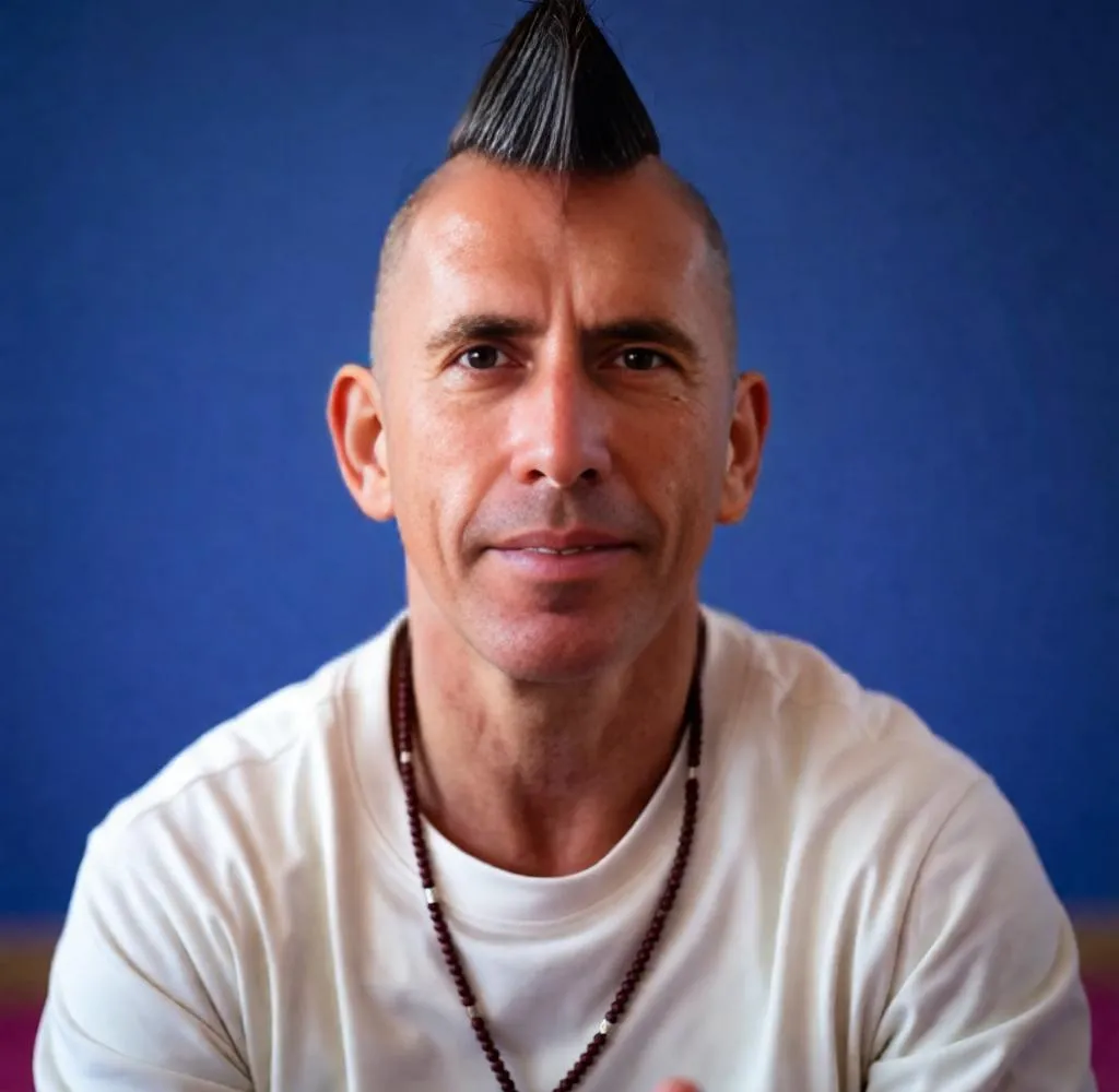 Man with exaggerated mohawk