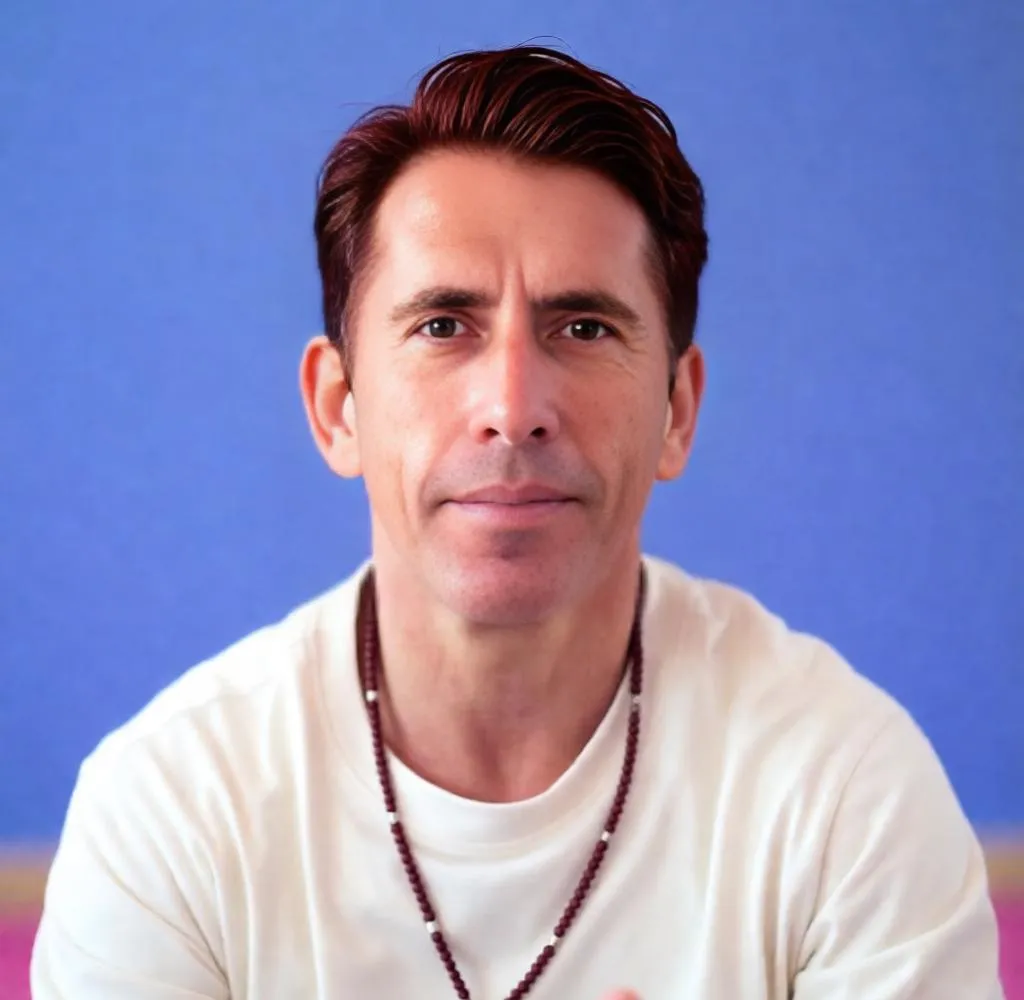 Man with same hairstyle, dark auburn tone