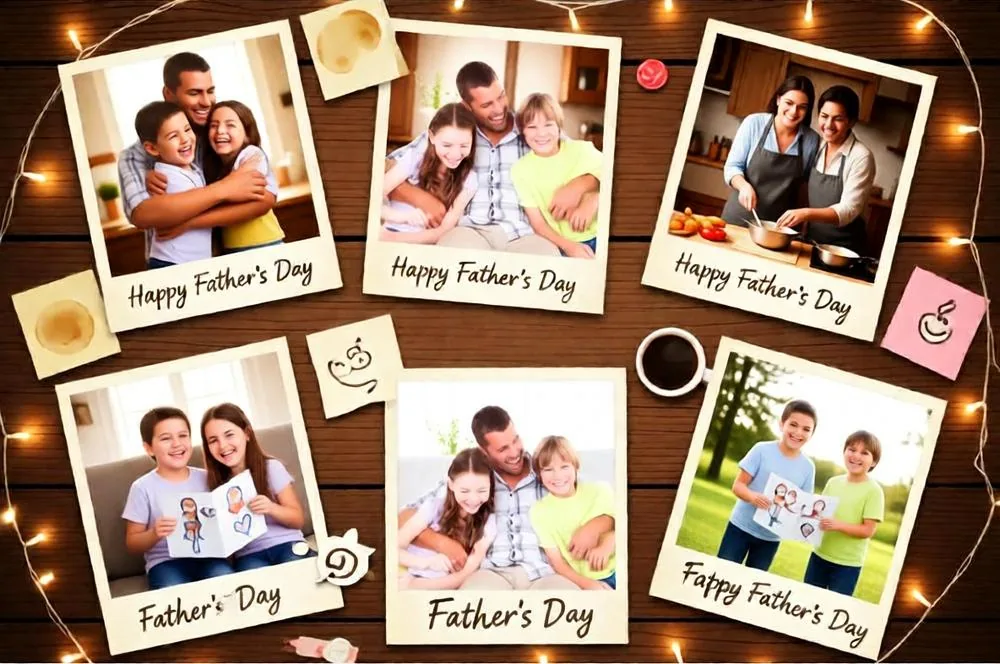 Father’s Day polaroid collage with candid family memories.