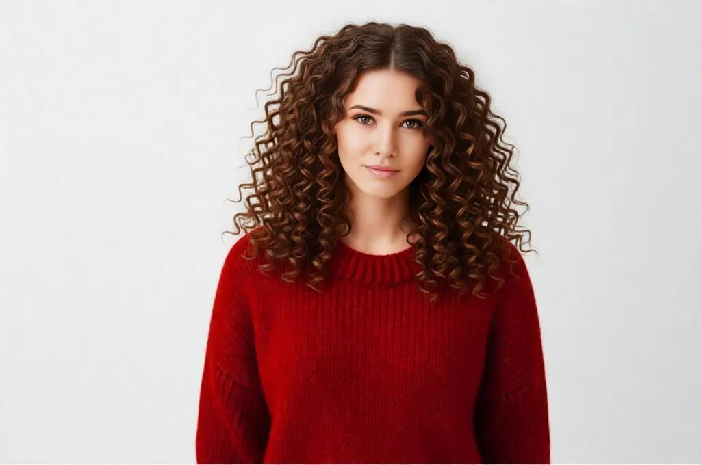 Person with shoulder-length hair, heavy curls
