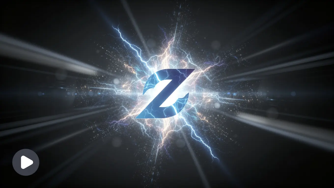 A glowing energy build-up bursts into the fully revealed logo.