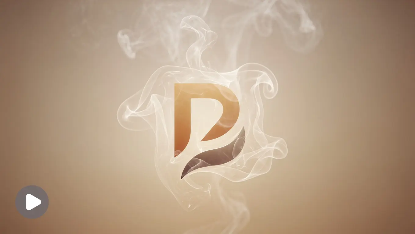 Soft steam clears away to reveal the logo on a warm cream background.
