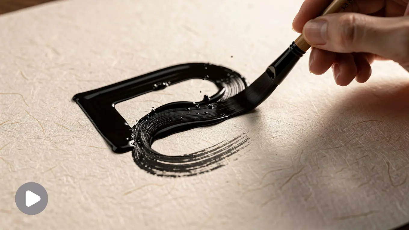 An invisible pen naturally draws the logo on a textured paper background.