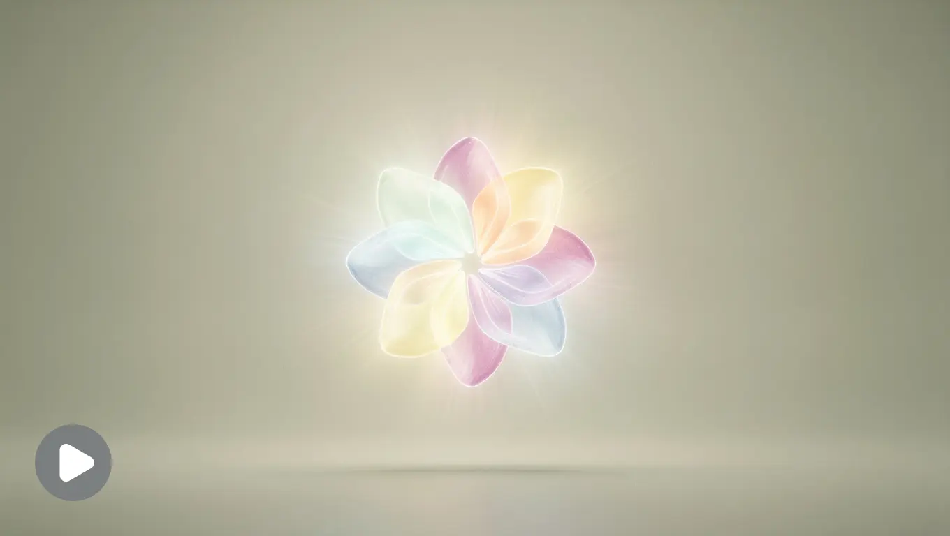 The logo softly grows into view with a smooth blooming animation.