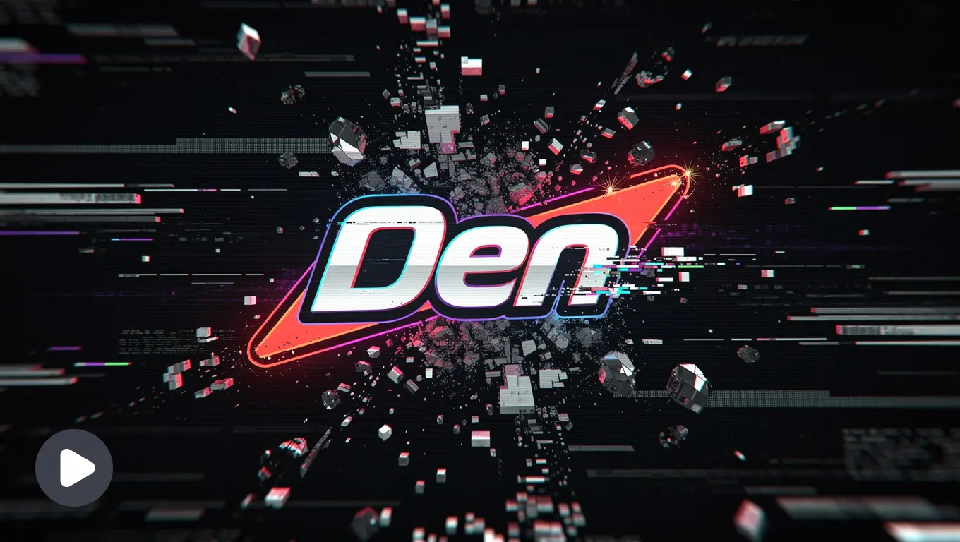 A quick digital glitch transitions into a clean, sharp logo.