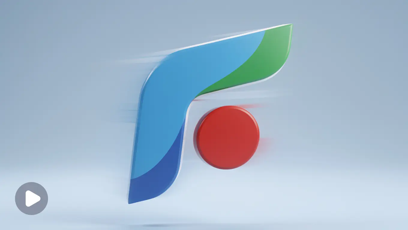 The logo pops into place with a subtle bounce on a simple background.