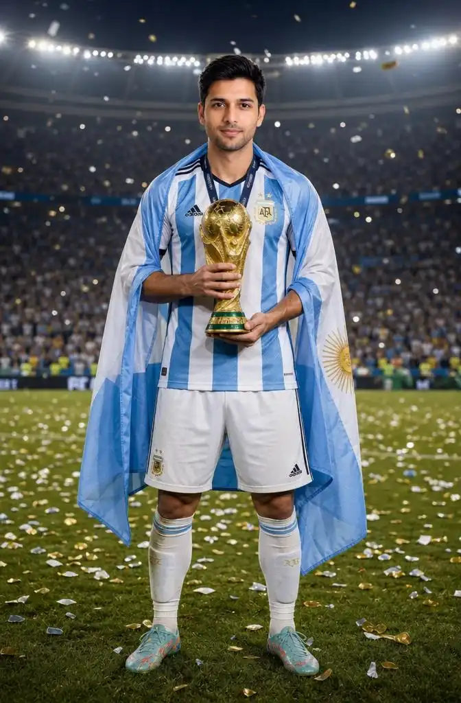 Person celebrating Argentina's FIFA World Cup victory