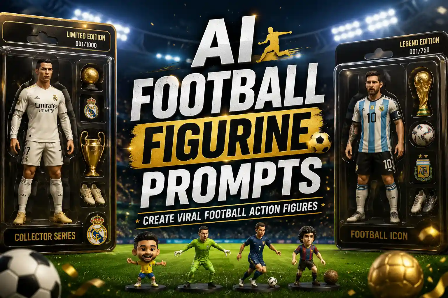 AI football figurines in collectible packaging.
