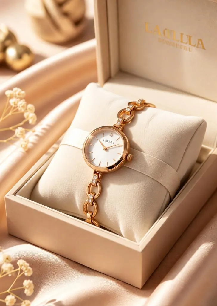 Luxury watch and bracelet gift box presentation.