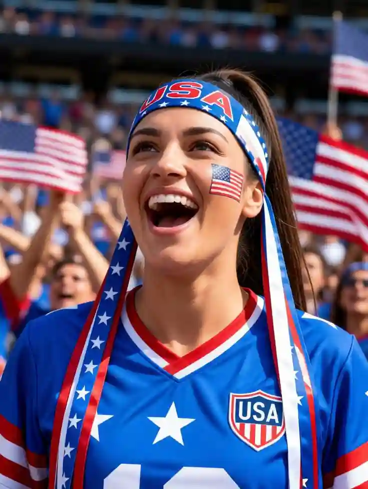 USA football supporter celebrating during a match.