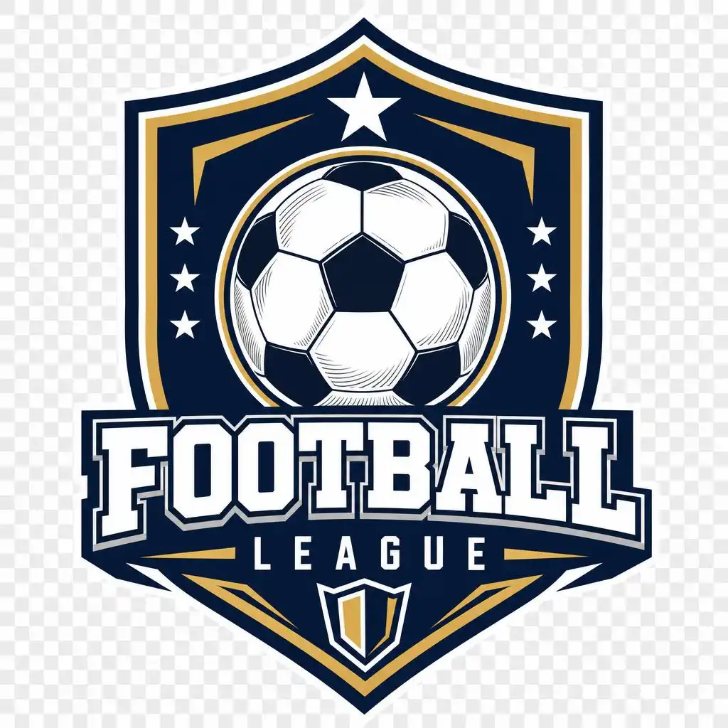 Modern football league shield logo with a classic football and stars.